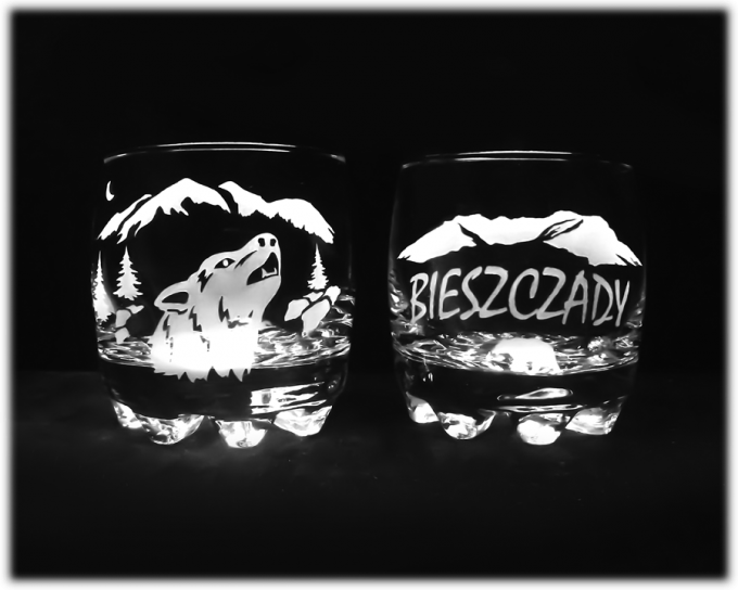 Bieszczady_szklanka_do_wody_terenia_300_ml_wilk_glowa_szron